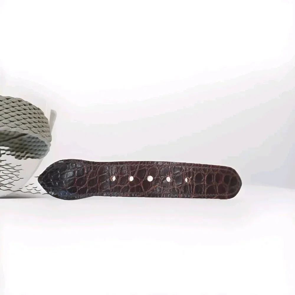 Crookhorn Woven Stretch Leather Belt Mens 44 Brown Beige Handmade USA